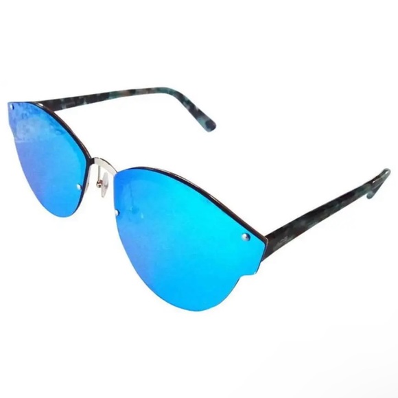 AQS Modified Cat Eye Sunglasses AQUASWISS Mirror Teal Lens Made Italy 🇮🇹 NWT - Picture 3 of 11